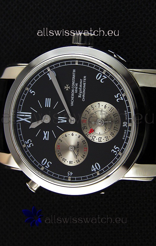 Vacheron Constantin Malte Dual Time Regulator Black Dial Replica 4