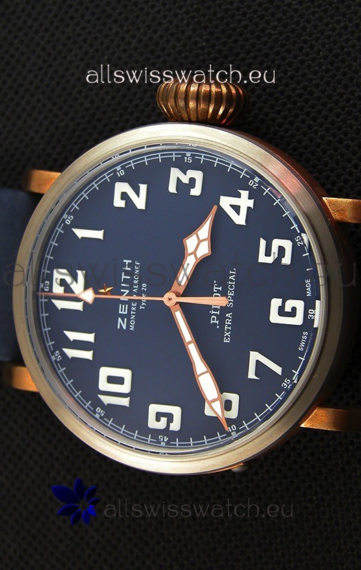 IMG_9081 Zenith Pilot Type 20 Extra Special Vintage Style Blue Dial 1:1 Mirror Replica 4