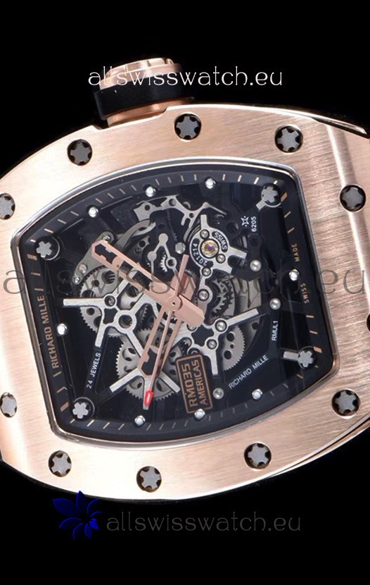 IMG_9081 Richard Mille RM035 AMERICAS 18K Rose Gold in Black Strap Replica 4