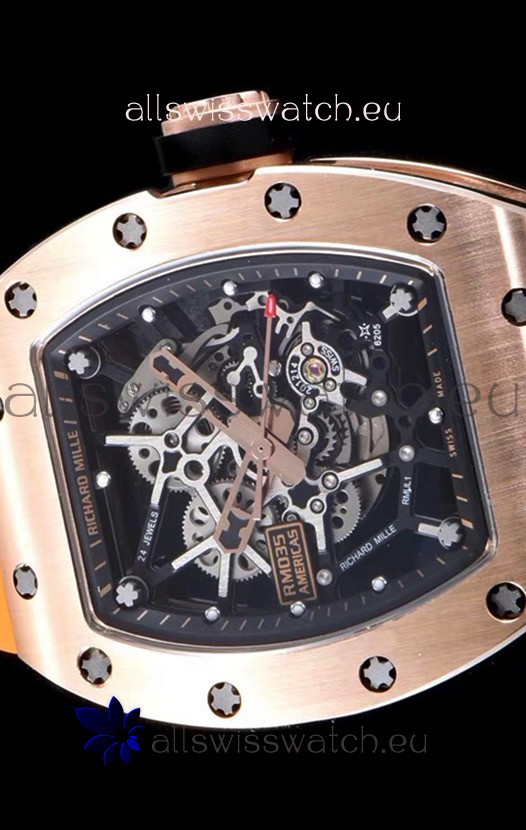 IMG_9081 Richard Mille RM035 AMERICAS 18K Rose Gold in Orange Strap Replica 4