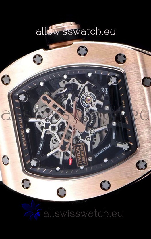 IMG_9081 Richard Mille RM035 AMERICAS 18K Rose Gold in White Strap Replica 4