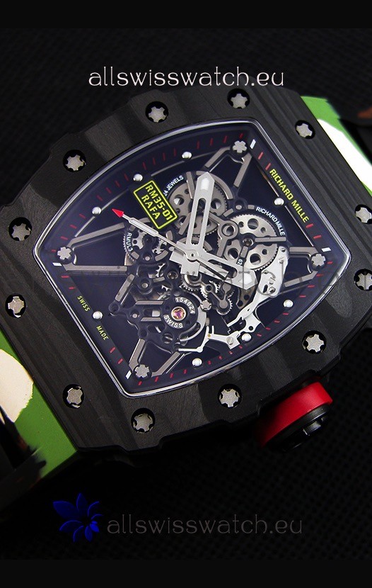 IMG_9081 Richard Mille RM35-01 Rafael Nadal Forged Carbon Case with Camouflage Rubber Strap Replica 4