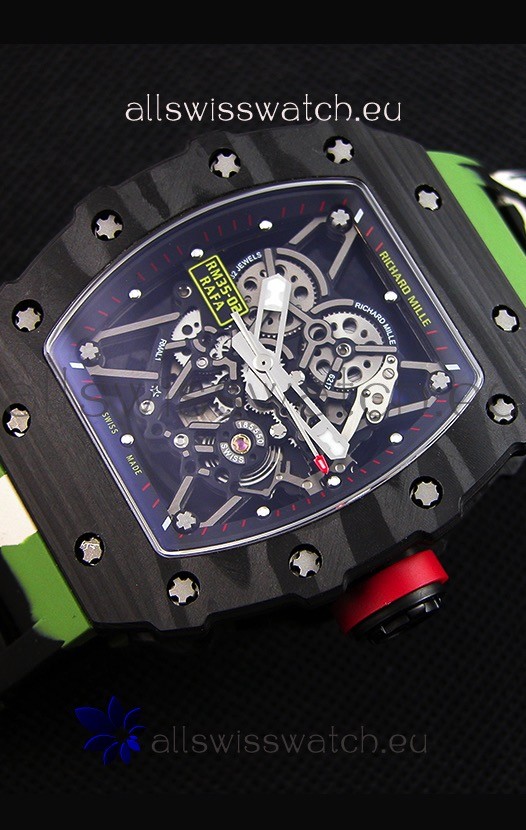 IMG_9081 Richard Mille RM35-02 Rafael Nadal Forged Carbon Case with Camouflage Rubber Strap Replica 4