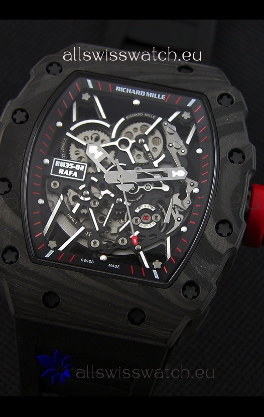 IMG_9081 Richard Mille RM35-2 Rafael Nadal Forged Carbon Case with Black Rubber Strap Replica 4