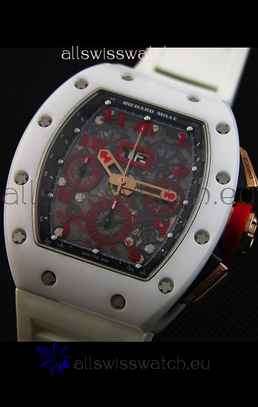 IMG_9081 Richard Mille RM011-FM Felipe Massa White Ceramic Case in White Strap Replica 4