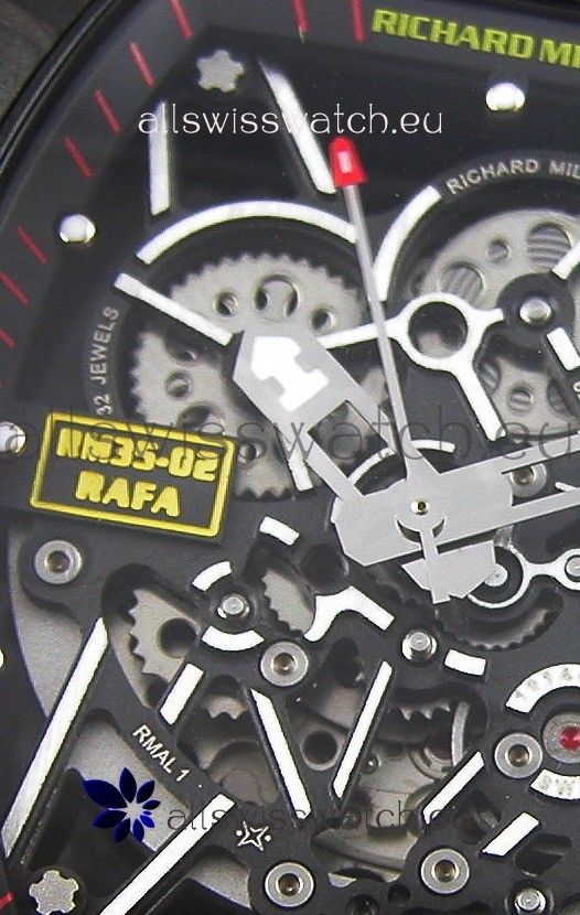 IMG_9081 Richard Mille RM35-2 Rafael Nadal Forged Carbon Case with Black Rubber Strap Replica 4