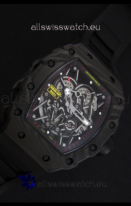 IMG_9081 Richard Mille RM35-2 Rafael Nadal Forged Carbon Case with Black Rubber Strap Replica 4