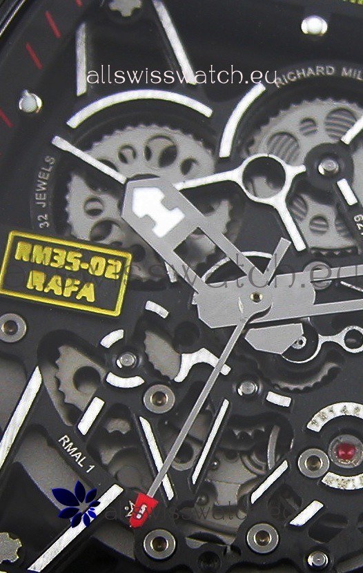 IMG_9081 Richard Mille RM35-2 Rafael Nadal Forged Carbon Case with Red Rubber Strap Replica 4