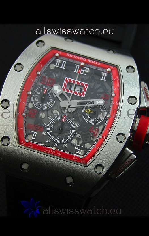 IMG_9081 Richard Mille RM011-FM Felipe Massa One Piece Titanium Case in Black Strap Replica 4