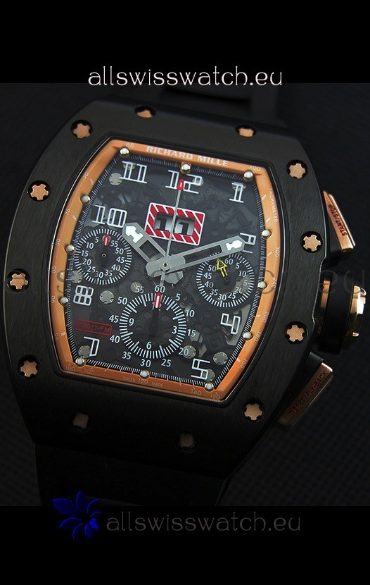 IMG_9081 Richard Mille RM011-FM Felipe Massa Black Ceramic Case in Black Strap Replica 4