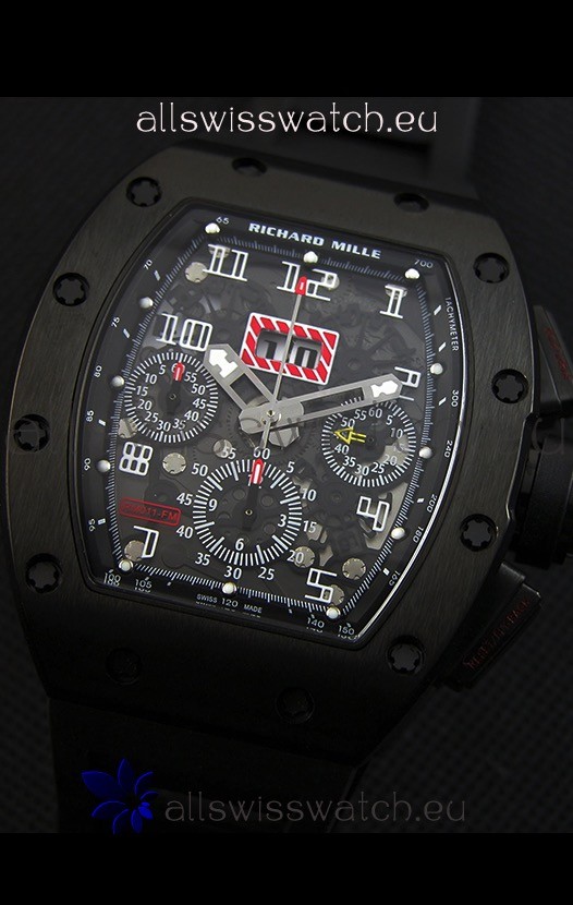IMG_9081 Richard Mille RM011-FM Felipe Massa Black Ceramic Case in Black Strap Replica 4