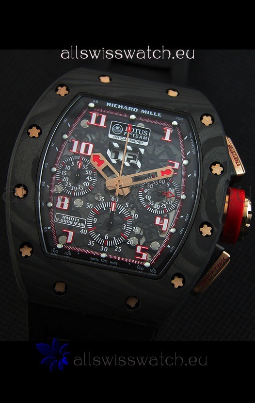 IMG_9081 Richard Mille RM011 Romain Grosjean Lotus F1 Edition Forged Carbon Case Replica 4