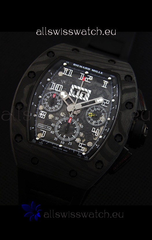 IMG_9081 Richard Mille RM011-FM Felipe Massa One Piece Black Forged Carbon Case in Black Strap Replica 4