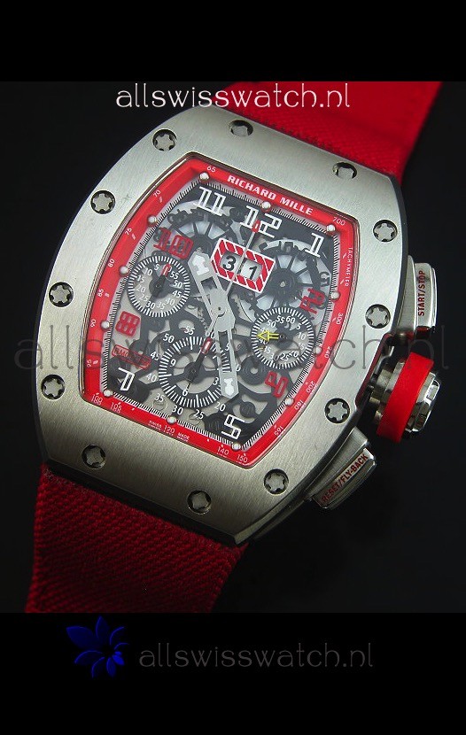 IMG_9081 Richard Mille RM011 Filipe Massa Titanium Casein Red Nylon Strap Replica 4