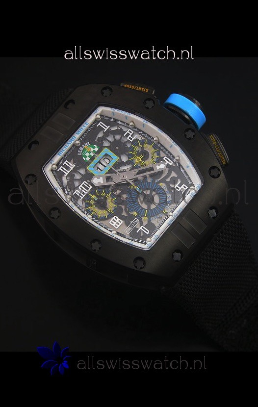 IMG_9081 Richard Mille RM011 Filipe Massa PVDin Black Nylon Strap Replica 4