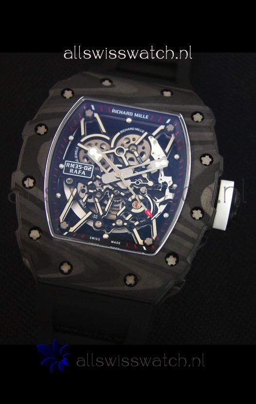 IMG_9081 Richard Mille RM035-2 Rafael Nadal Forged Carbon Case with White Crown Replica 4