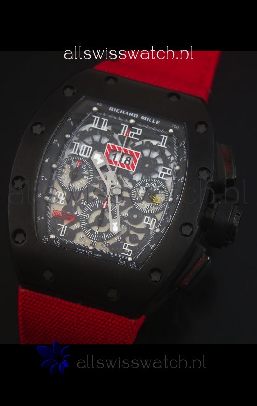 IMG_9081 Richard Mille RM011 Filipe Massa PVDin Red Nylon Strap Replica 4