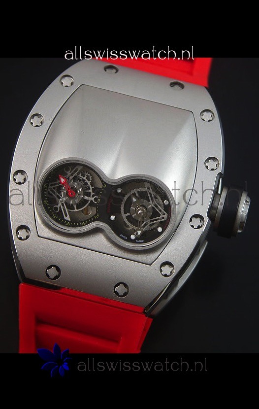 IMG_9081 Richard Mille RM053 Tourbillon Pablo Mac Donoughin Titanium Case Red Strap Replica 4