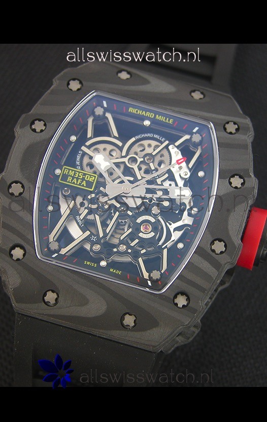IMG_9081 Richard Mille RM035-2 Rafael Nadal Forged Carbon Case with Red Crown Replica 4