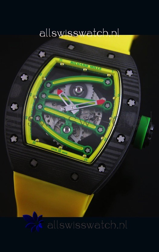 IMG_9081 Richard Mille RM059 Yohan Blake Forged Carbon Casein Yellow Bezel Replica 4