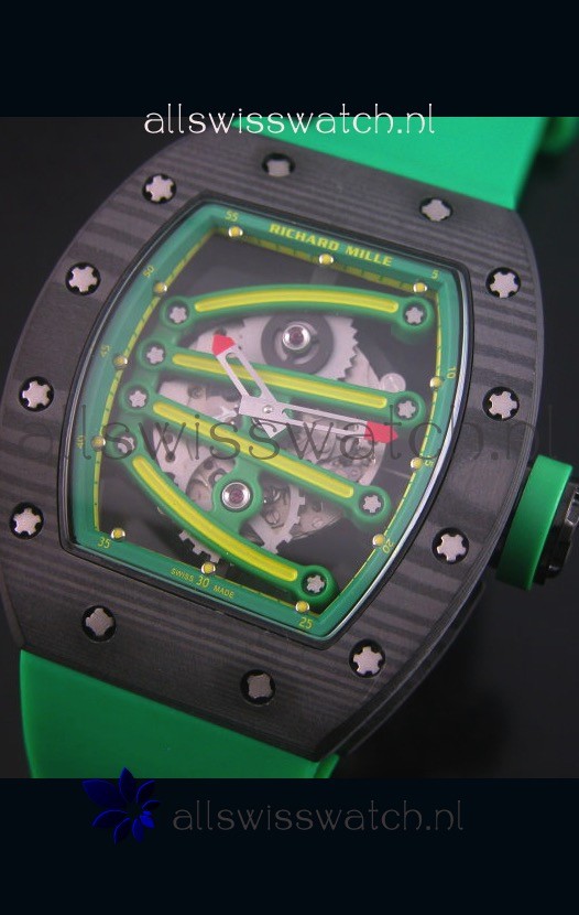 IMG_9081 Richard Mille RM059 Yohan Blake Forged Carbon Casein Green Bezel Replica 4