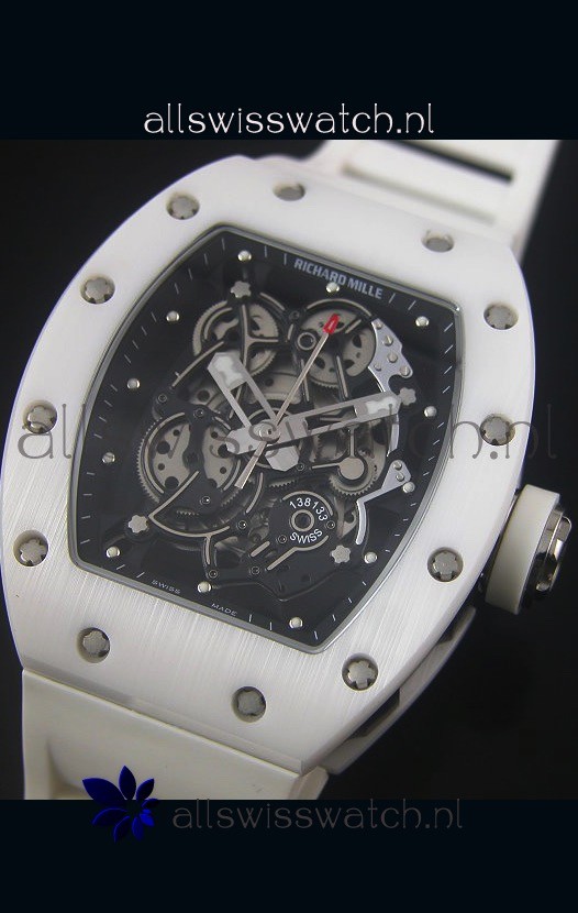 IMG_9081 Richard Mille RM055 White Ceramic Case in Black Inner Bezel Replica 4