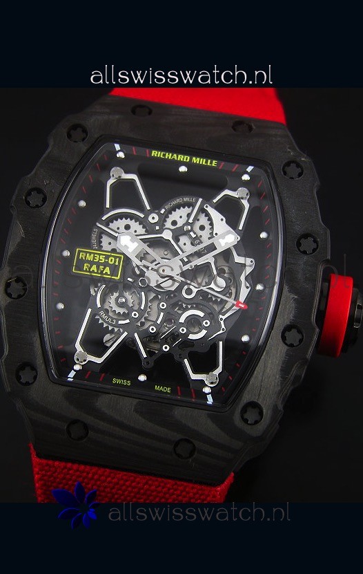 IMG_9081 Richard Mille RM35-01 Rafael Nadal EditionRed Nylon Strap Replica 4