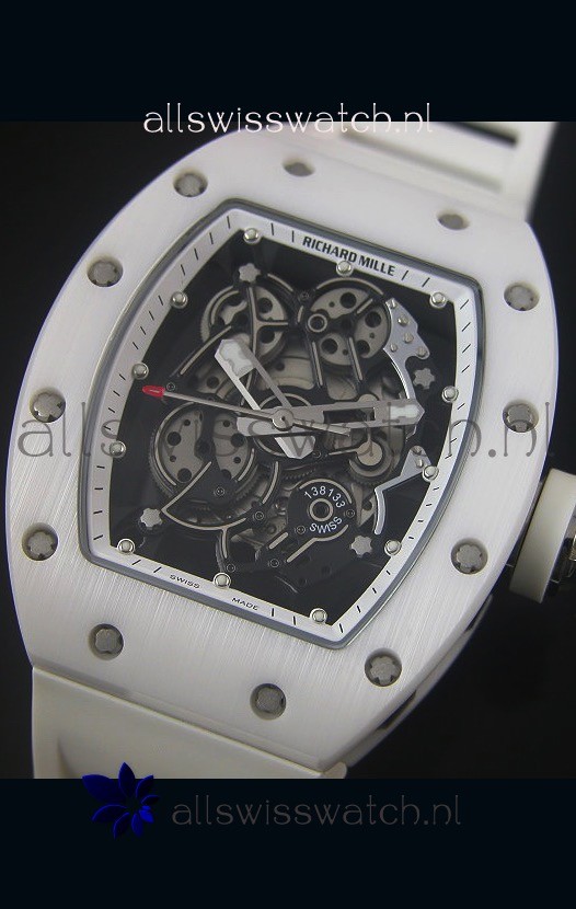 IMG_9081 Richard Mille RM055 White Ceramic Case in White Inner Bezel Replica 4