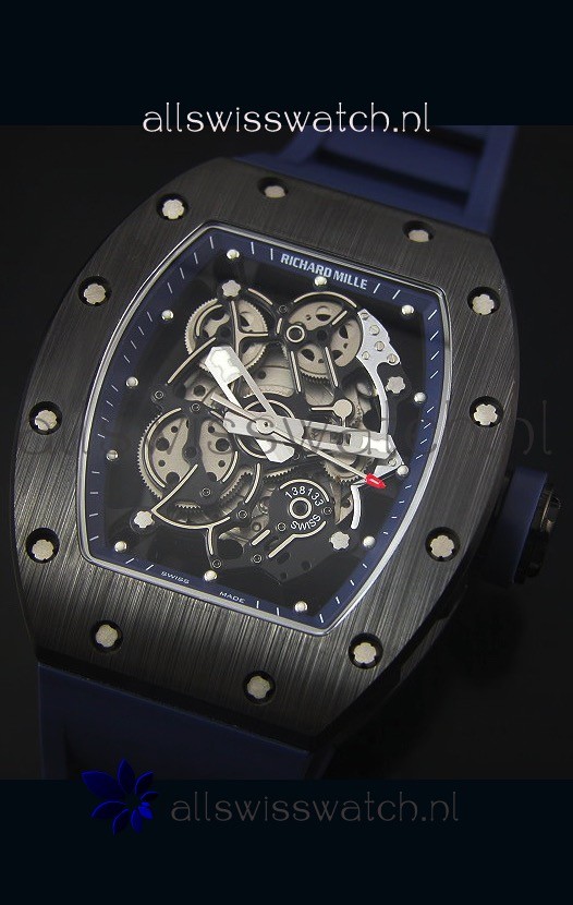 IMG_9081 Richard Mille RM055 Ceramic Case in Blue Inner Bezel Replica 4