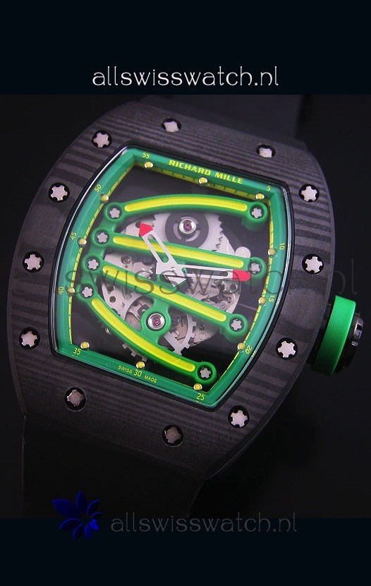 IMG_9081 Richard Mille RM059 Yohan Blake Forged Carbon Casein Green Bezel Replica 4