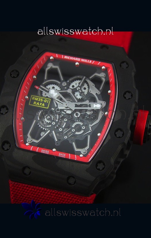 IMG_9081 Richard Mille RM35-01 Rafael Nadal EditionRed Nylon Strap Replica 4