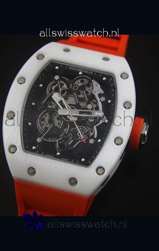 IMG_9081 Richard Mille RM055 White Ceramic Case in Black Inner Bezel Replica 4
