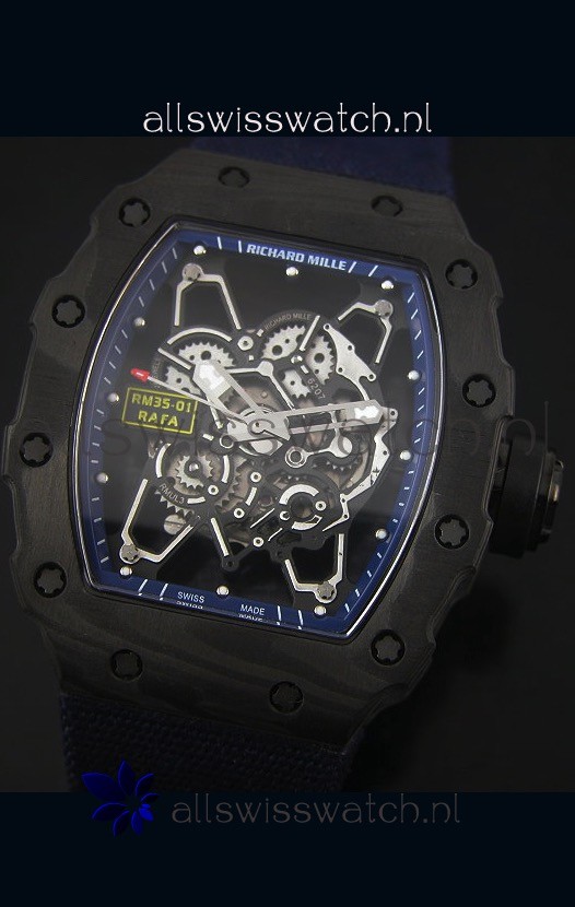 IMG_9081 Richard Mille RM35-01 Rafael Nadal EditionNavy Blue Nylon Strap Replica 4