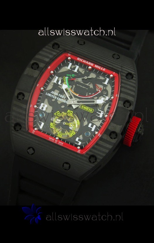 IMG_9081 Richard Mille RM036 Jean Todt Forged Carbon Bezel Titanium - Red Edition Replica 4