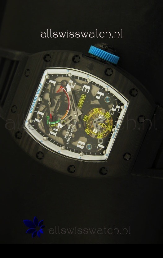 IMG_9081 Richard Mille RM036 Jean Todt Forged Carbon Bezel Titanium - All White/Blue Edition Replica 4