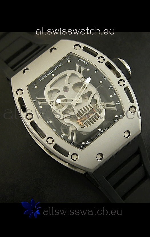 IMG_9081 Richard Mille RM052 Skull Tourbillonin Brushed Steel Case Replica 4