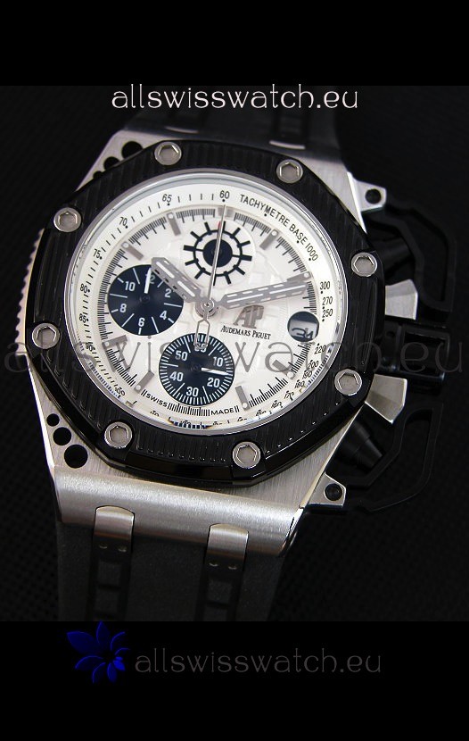 IMG_9081 Audemars Piguet Royal Oak Survivor Chronograph Quartz in White Dial Replica 4