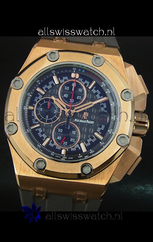 IMG_9081 Audemars Piguet Royal Oak Offshore Michael Schumacher Quartz Movement in Rose Gold Replica 4
