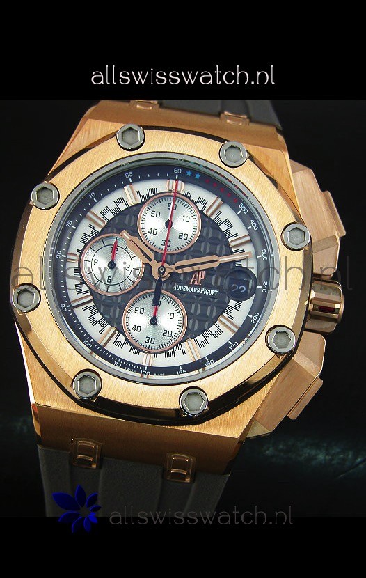 IMG_9081 Audemars Piguet Royal Oak Offshore Michael Schumacher Quartz Movement in Rose Gold Replica 4