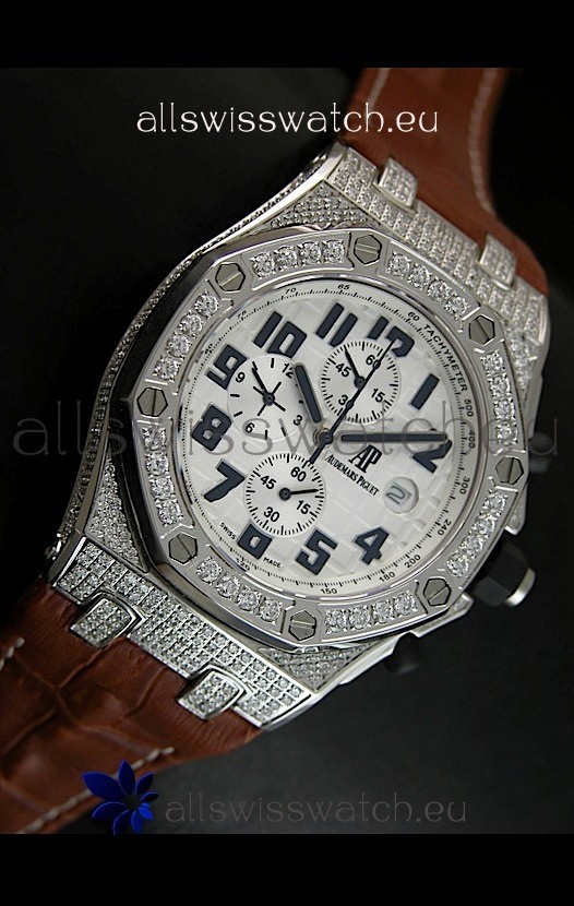 IMG_9081 Audemars Piguet Royal Oak Offshore Quartz with Diamonds Bezel Replica 4