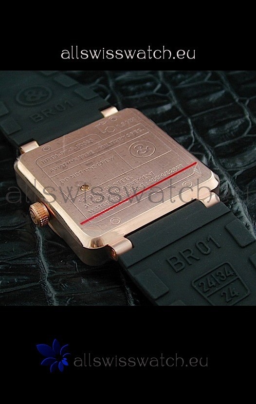 Bell and Ross BR01 97 Power Reserve Rose Gold in Black Dial Replica 4
