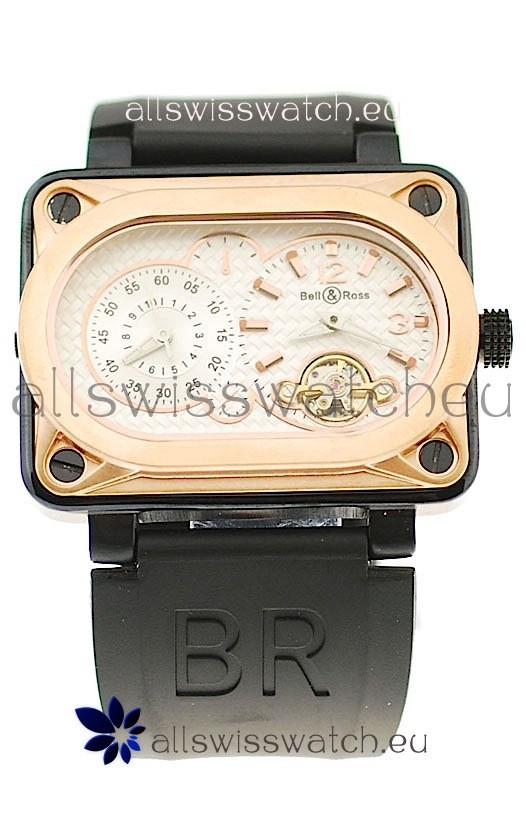 IMG_9081 Bell and Ross BR Minuteur Tourbillon Gold in White Dial Replica 4