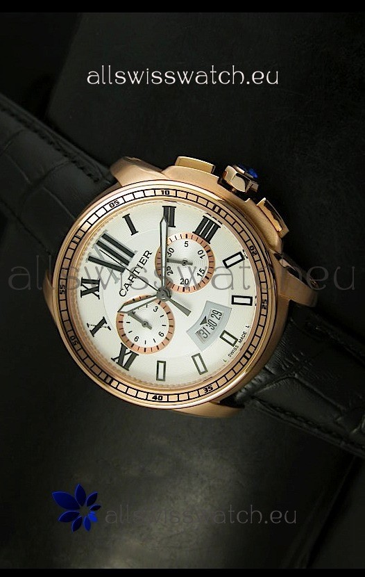 IMG_9081 Calibre De Cartier Chronograph in Pink Gold Replica 4