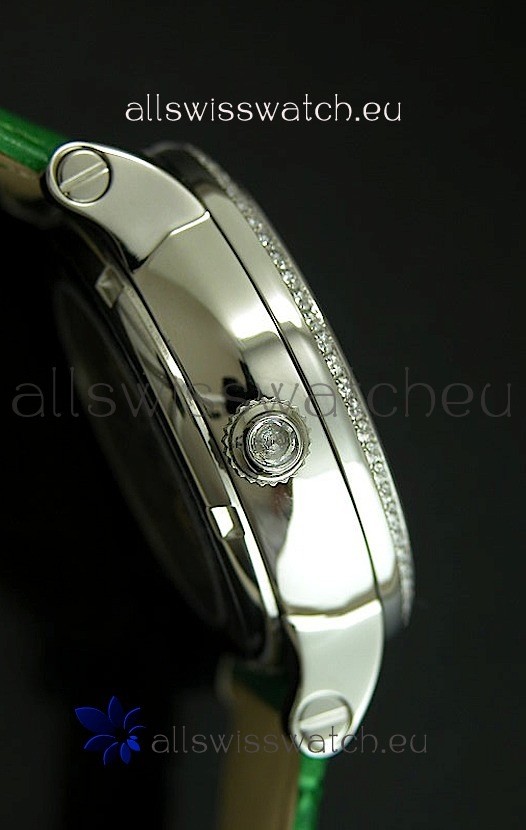 IMG_9081 Cartier Ronde de Tourbillon Diamond in Green Strap Replica 4