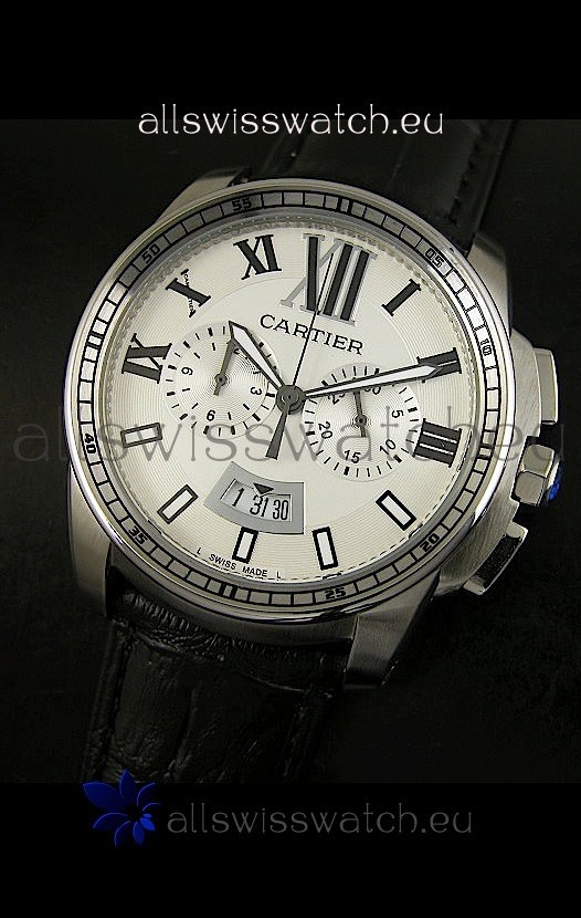 Calibre De Cartier Chronograph in Steel Replica 4