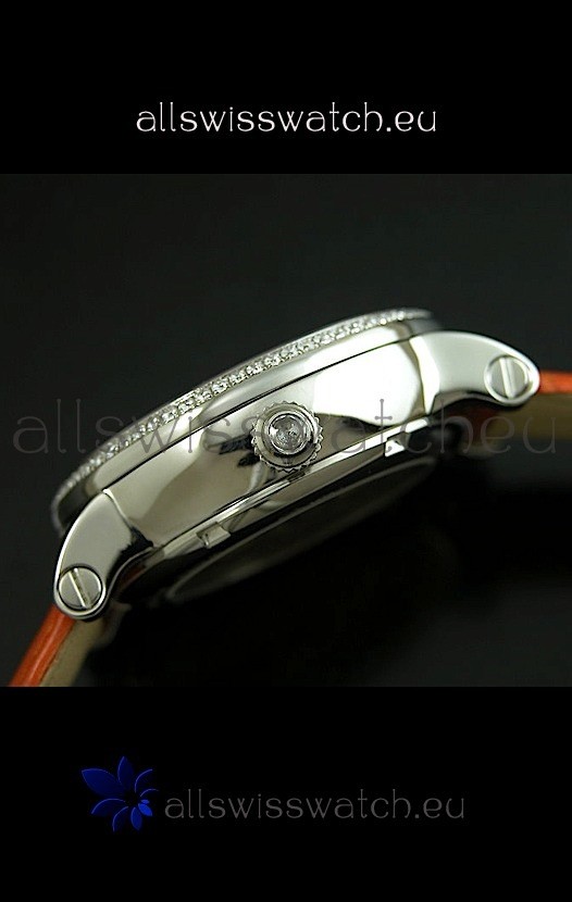 IMG_9081 Cartier Ronde de Tourbillon Diamond in Brown Strap Replica 4