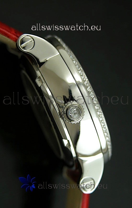 Cartier Ronde de Tourbillon Diamond in Red Strap Replica 4