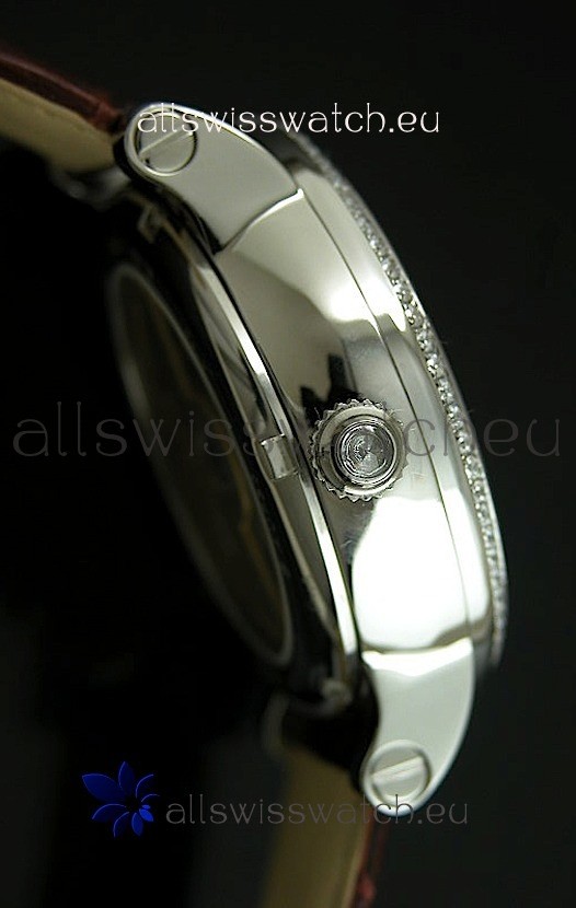 IMG_9081 Cartier Ronde de Tourbillon Diamond in Brown Strap Replica 4