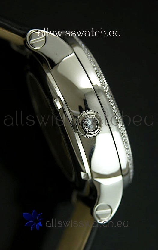 IMG_9081 Cartier Ronde de Tourbillon Diamond in Black Strap Replica 4