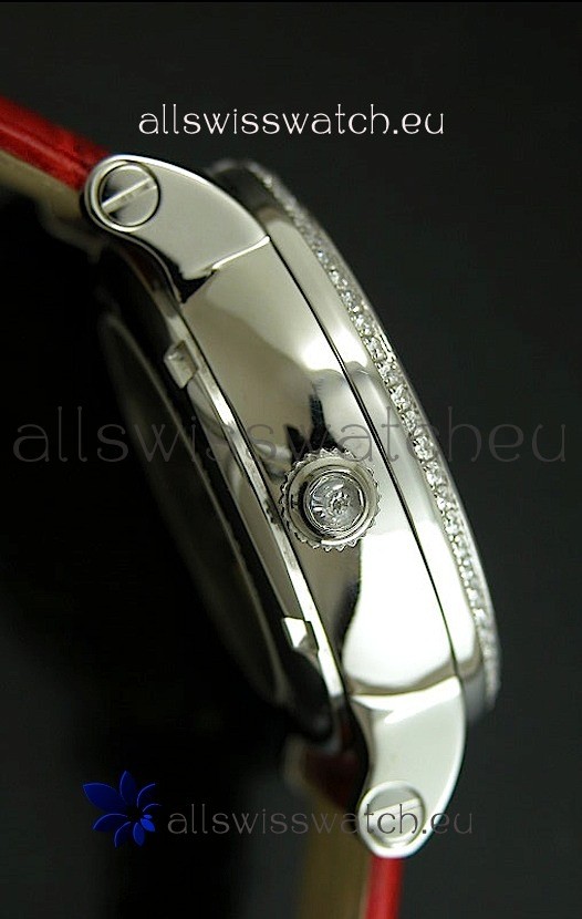 IMG_9081 Cartier Ronde de Tourbillon Diamond in Red Strap Replica 4